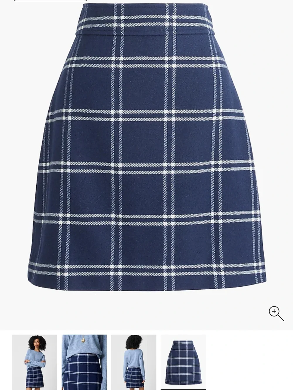 J. Crew Factory Navy Plaid A-Line Skirt - Classic Windowpane Pattern